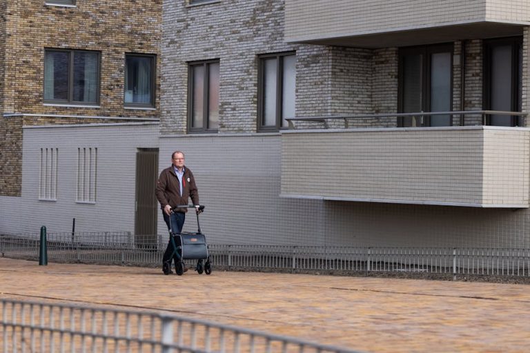 rollator kaufen senior mann gehweg stadt mobilitaetshilfe alltagsbegleitung